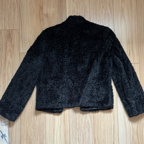 XS S Faux Persian Lamb Jacket Long Sleeve Stand Collar New Lining 1940s 1950s - Picture 13 of 13
